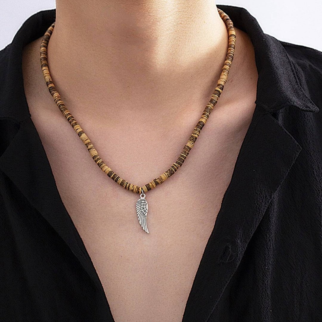 Feather Pendant Chain Necklace Mens Womens Girls Boys Childrens Ladies